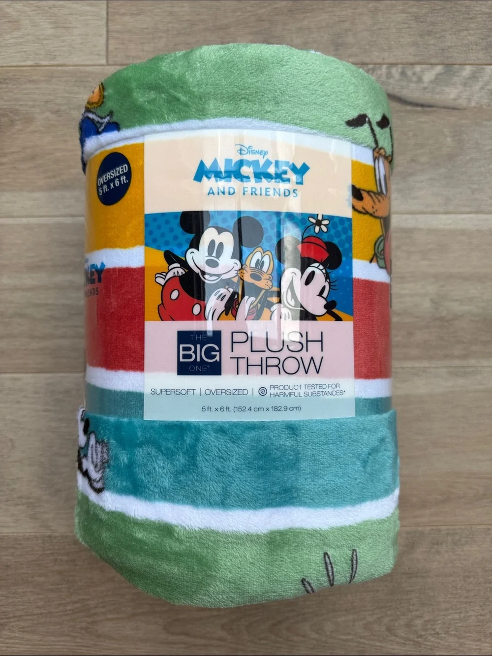 Disney Mickey and Friends Plush Throw - Green, Teal, Red, Yellow, Blue